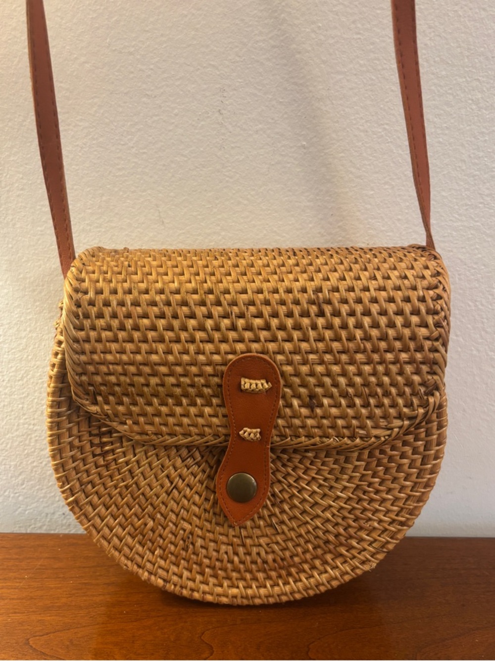 Boho Bali Rattan Crescent Shoulder Bag 100% Rattan Shell - Picture 2 of 14